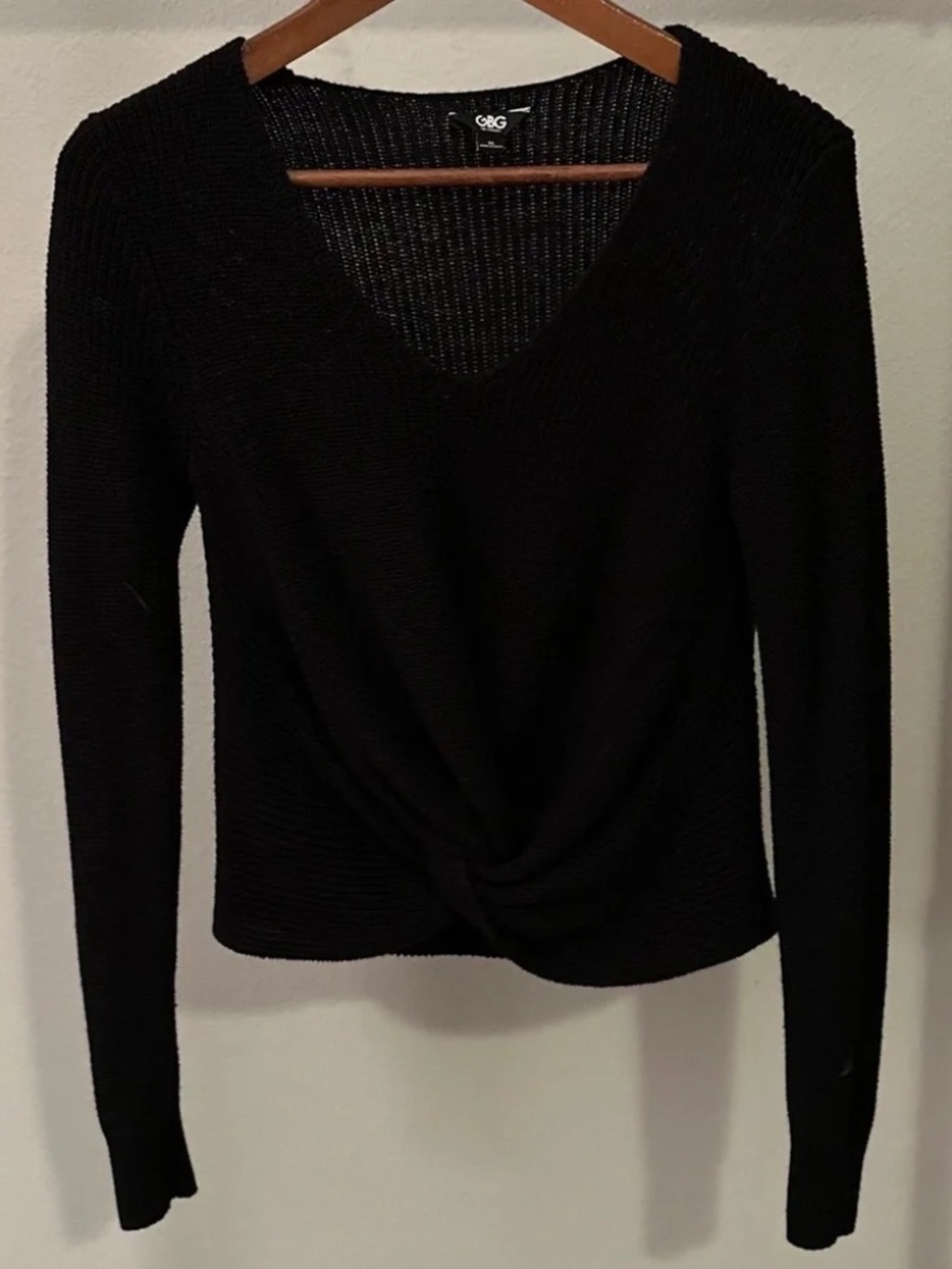 GBG Los Angeles Black Twist Front Knit Sweater